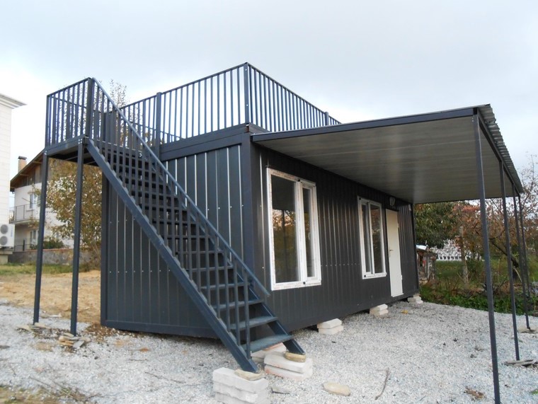 21 M² TERASLI-MERDİVENLİ-DIŞI FÜME SAC-İÇİ LAMİNA KONTEYNER/FULL