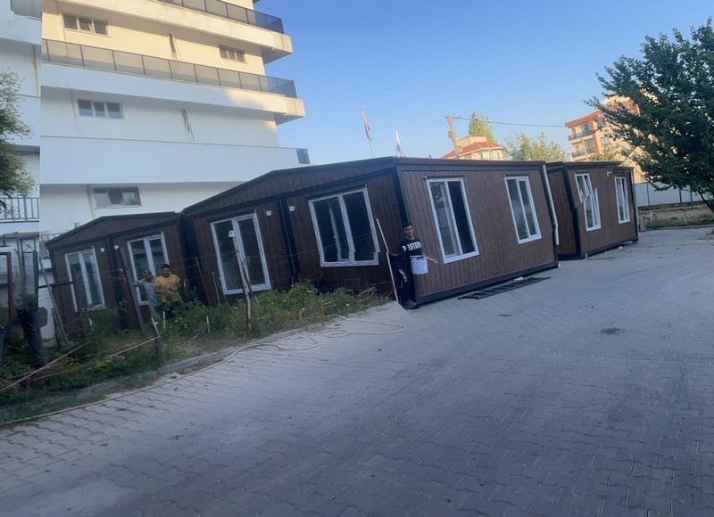 4 Adet 42 M² BIRLESIM CATILI KONTEYNER-DIŞI AHŞAP DESENLİ SAC-İÇİ BETOPAN/FULL