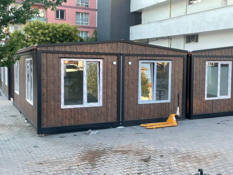 4 Adet 42 M² BIRLESIM CATILI KONTEYNER-DIŞI AHŞAP DESENLİ SAC-İÇİ BETOPAN/FULL